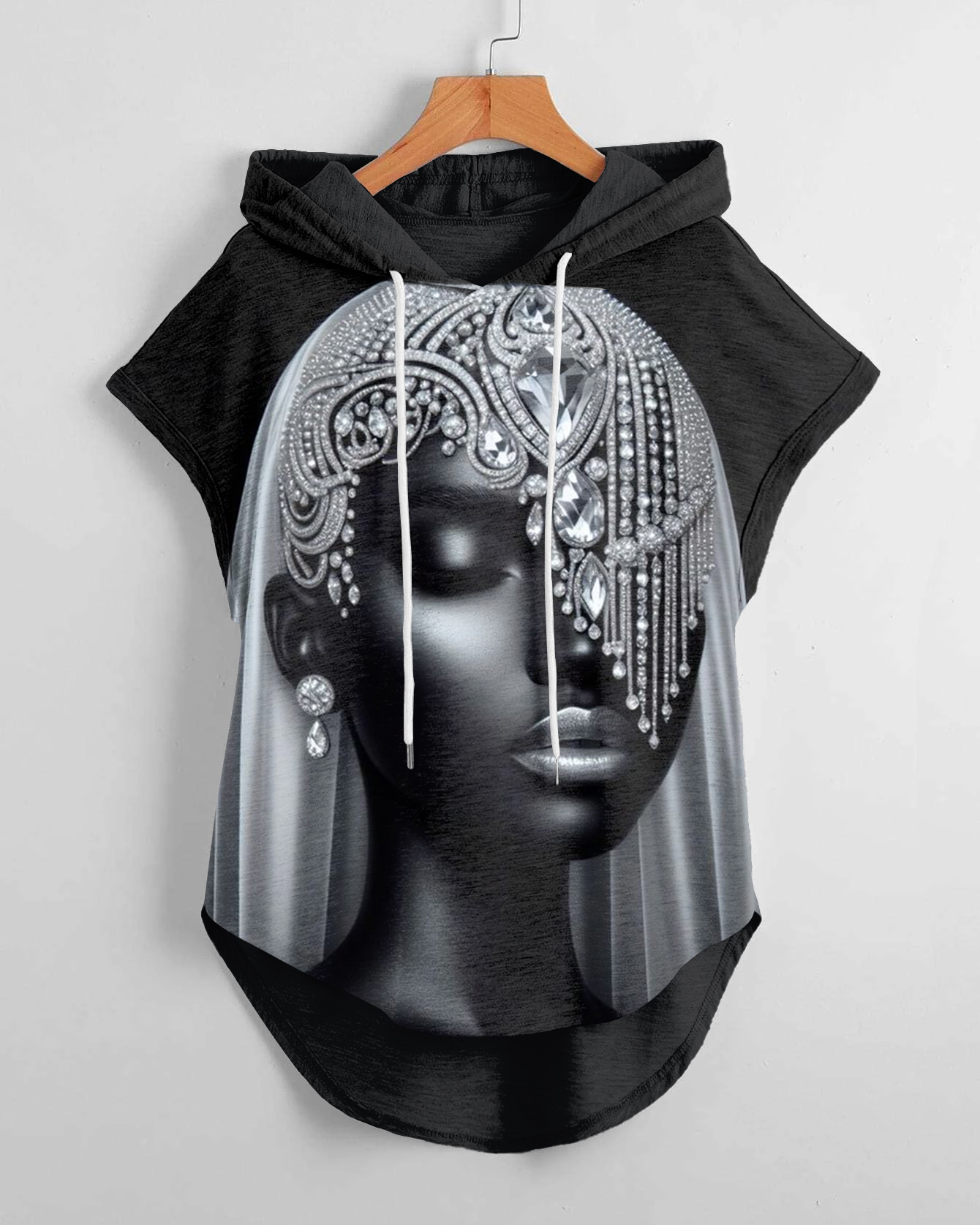 Black Diamond Veil Drawstring Hooded Tee