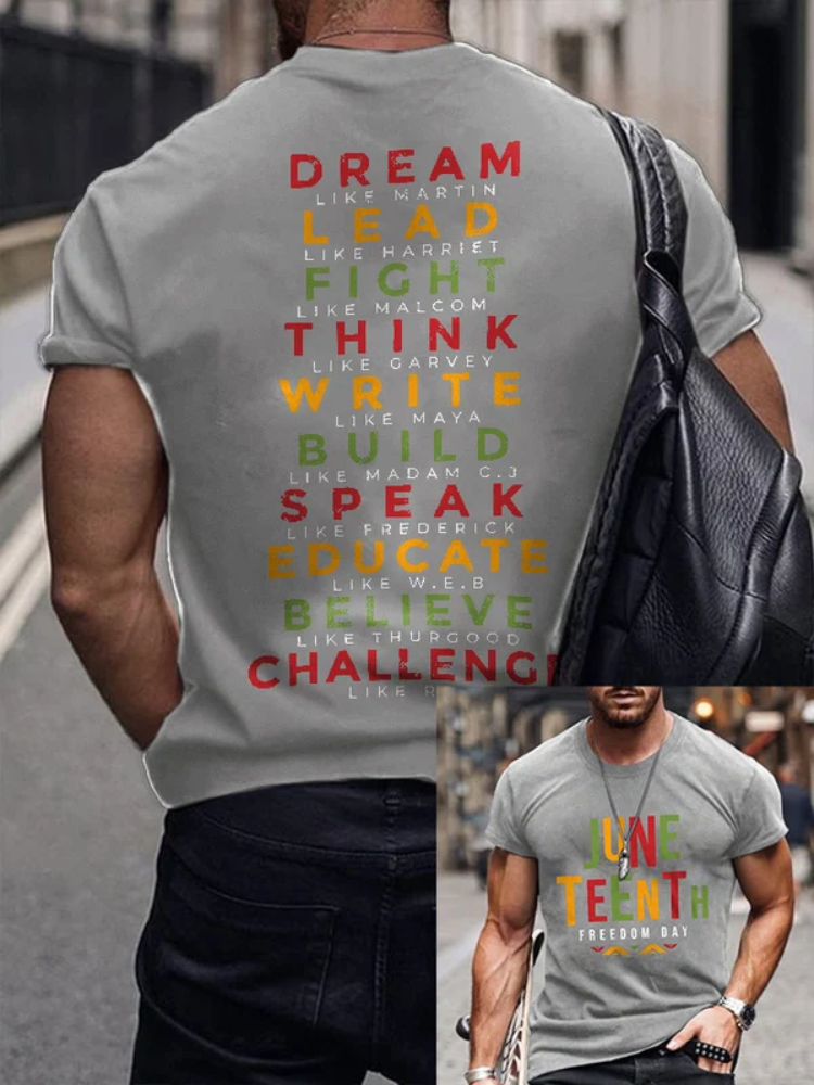 BrosWear Juneteenth Casual Print Short Sleeve T-Shirt