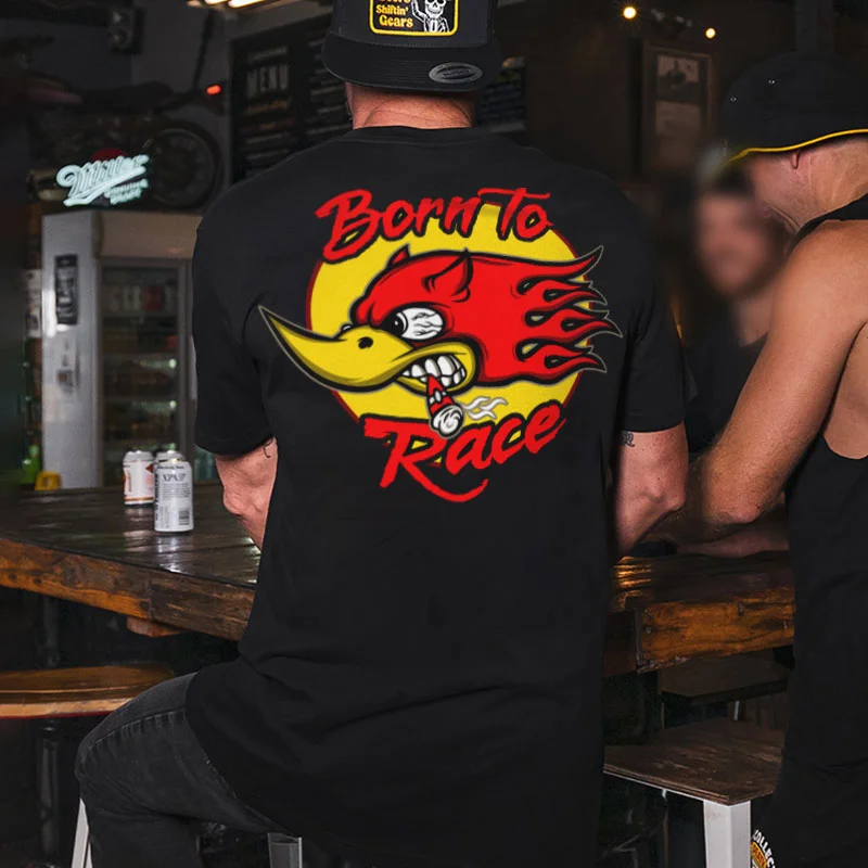 BORN TO RACE Hot Rod Bird Print Men's T-shirt