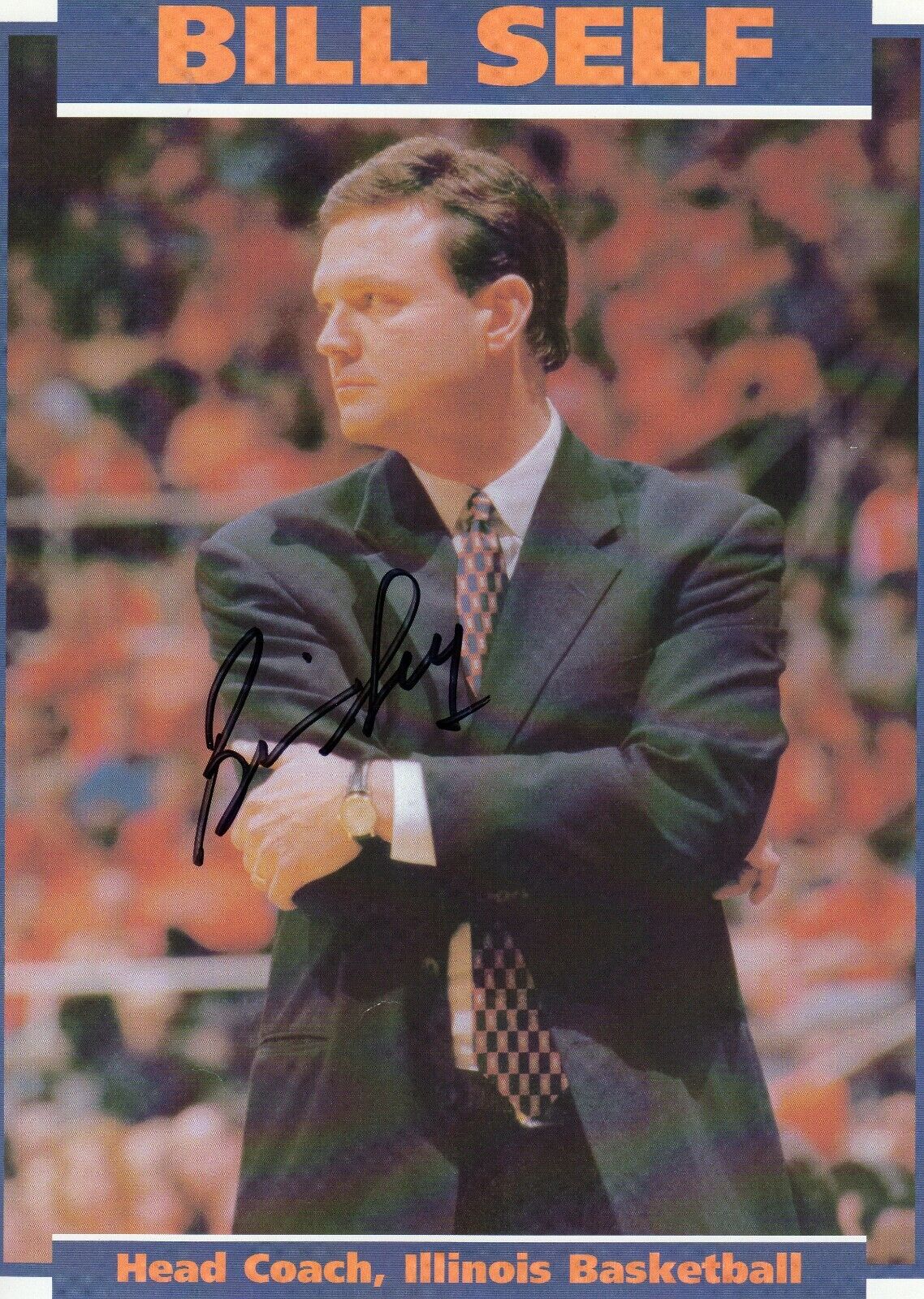 BILL SELF AUTOGRAPH, ILLINOIS BASKETBALL