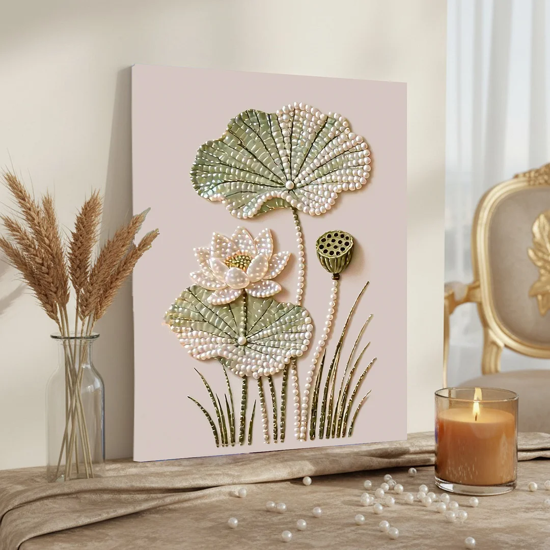 Lotus - DIY Pearl Diamond Art Kit With Frame 40*50cm
