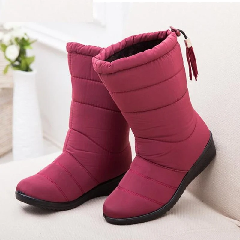 Women Boots Waterproof Winter Boots Shoes Women Keep Warm Snow Boots Female Casual Winter Shoes Botas Mujer Red Black Booties