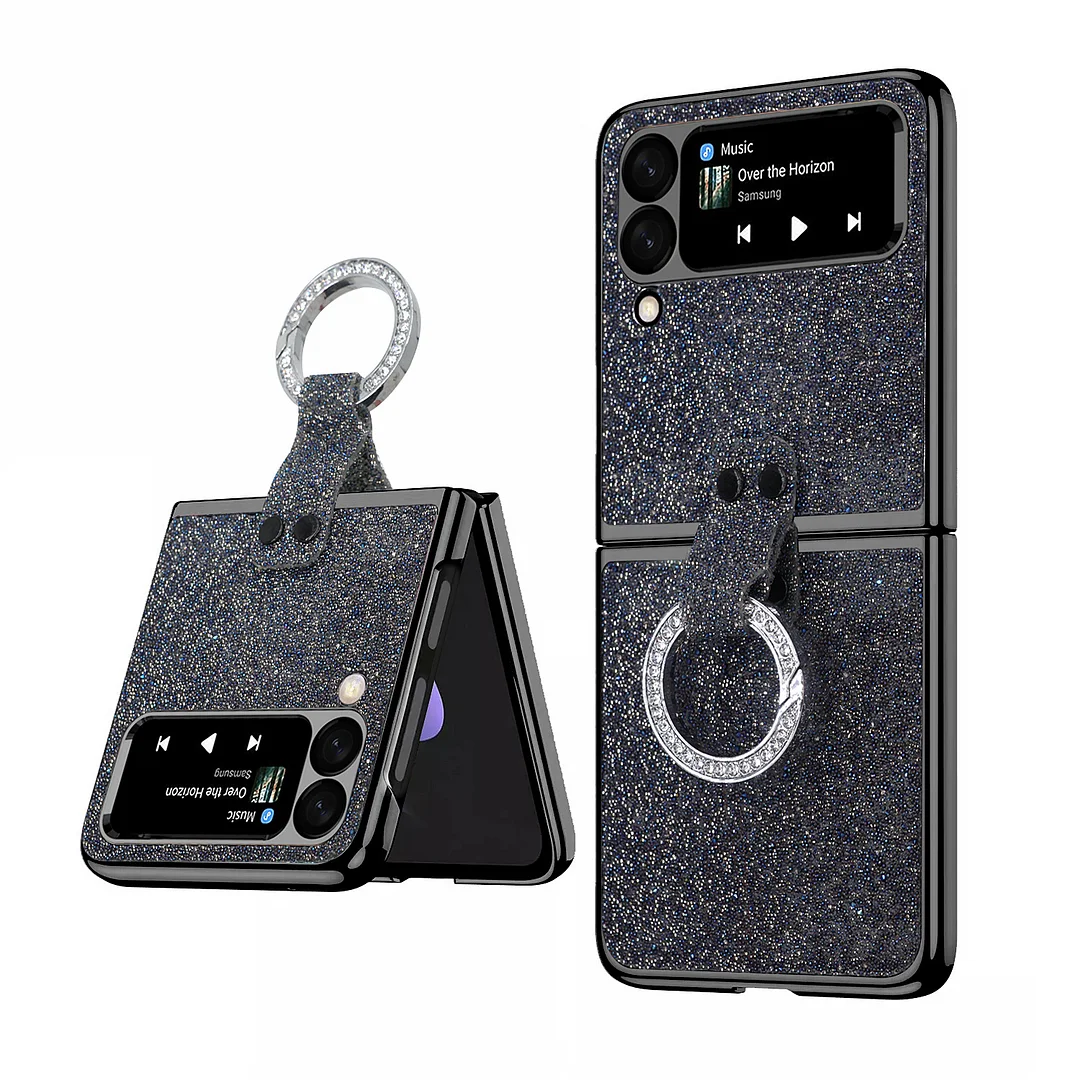 Electroplating Glitter Hangable Rhinestone Ring Phone Case For Galaxy Z Flip3/Flip4