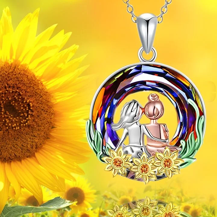 For Sister - S925 Sisters Always Stick Together Crystal Necklace