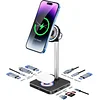 12 in 1 Docking Station Laptop Docking Station with Mag-Safe Wireless Charging Stand Magnetic Phone Charger Stand with USB C Hub for MacBook Dell HP iPad Mini Air Pro Galaxy Tab