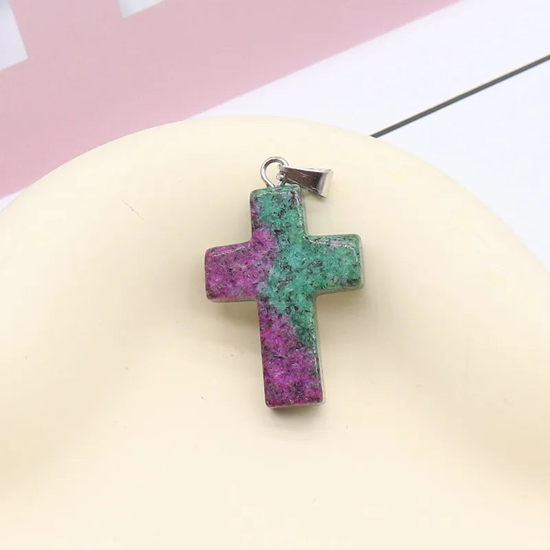 1 Piece 2.5*1.8cm Natural Stone Cross Pendant