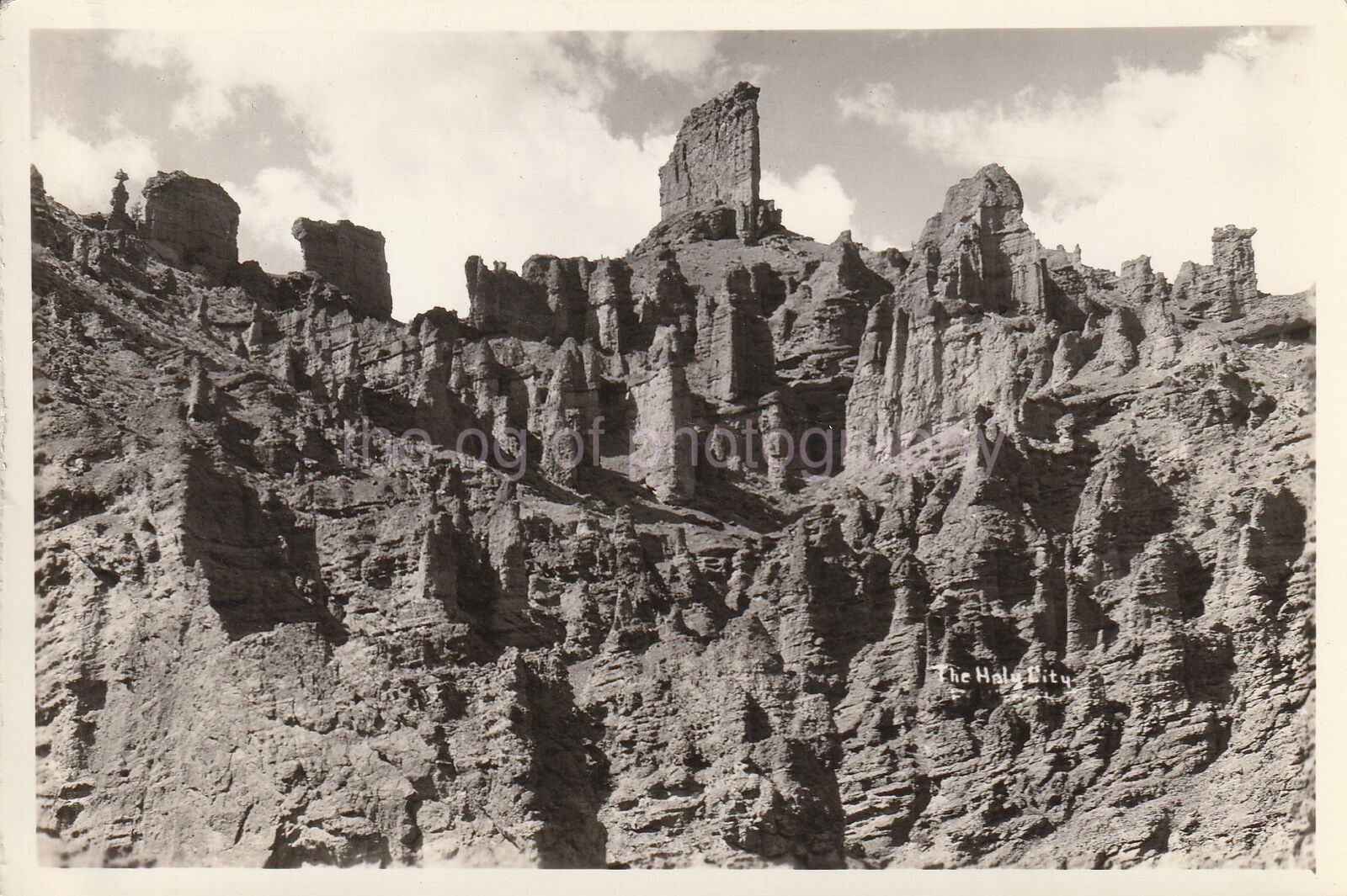 THE HOLY CITY Rock Formation FOUND Photo Poster paintingGRAPH bw WYOMING Vintage 91 11 W