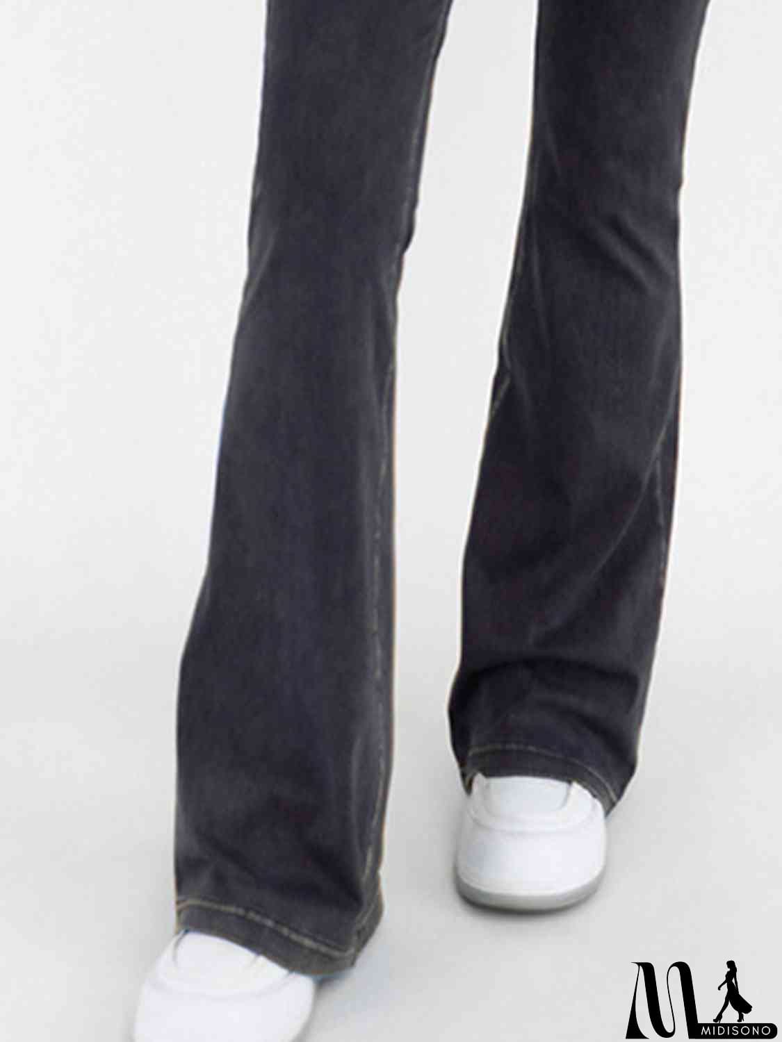 MidiSono - Wide Waistband Bootcut Jeans with Pockets