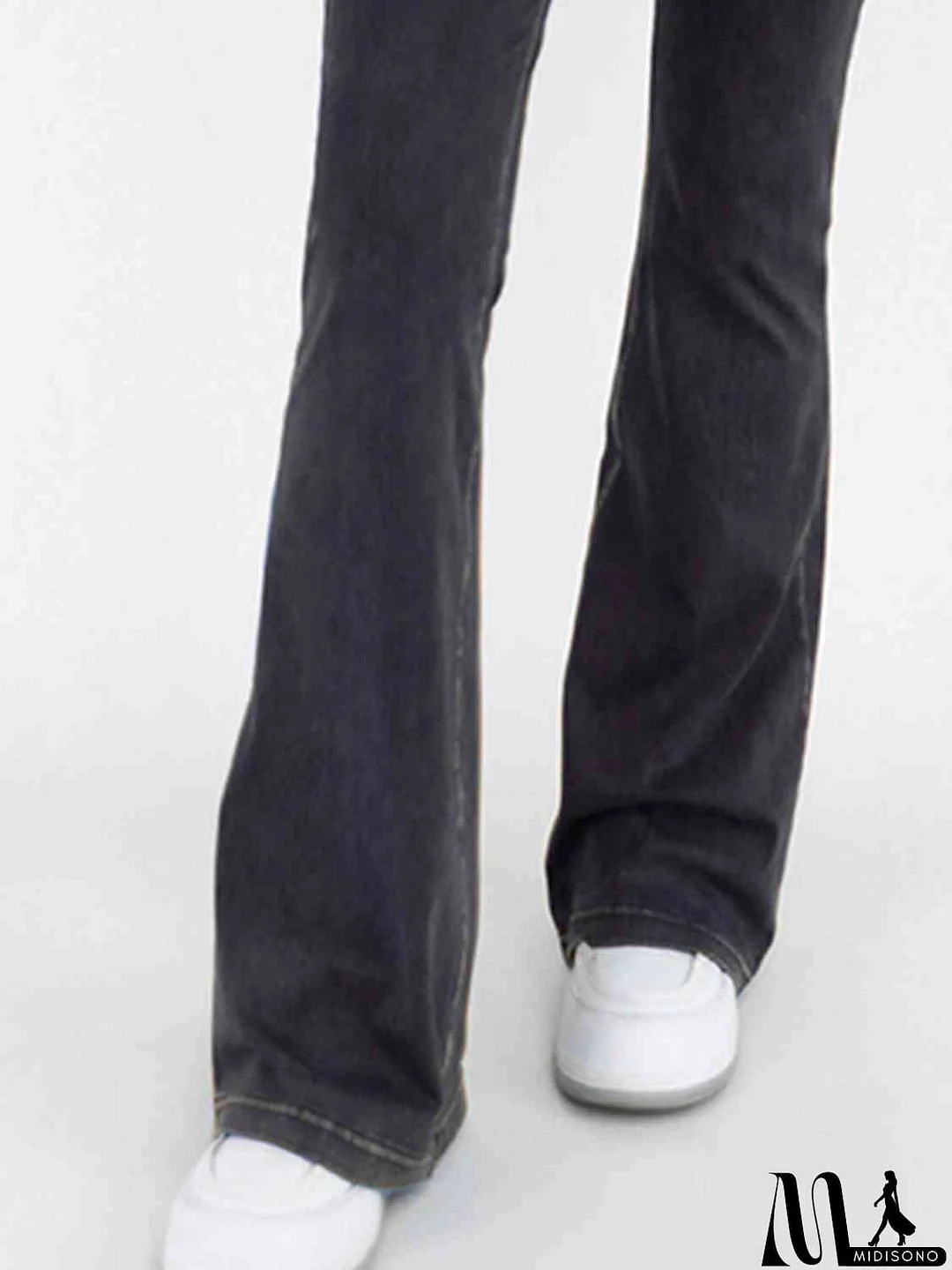 MidiSono - Wide Waistband Bootcut Jeans with Pockets