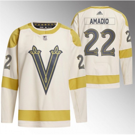 Men's Vegas Golden Knights #22 Michael Amadio Cream 2024 Winter Classic   Stitched Jersey