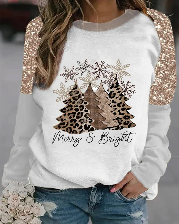 Merry Christmas Tree Print Sweatshirt