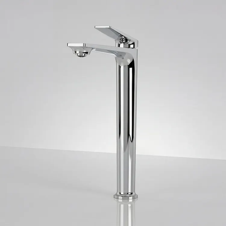 EVERSTEIN High Arc Bathroom Vessel Sink Faucet in Polished Chrome