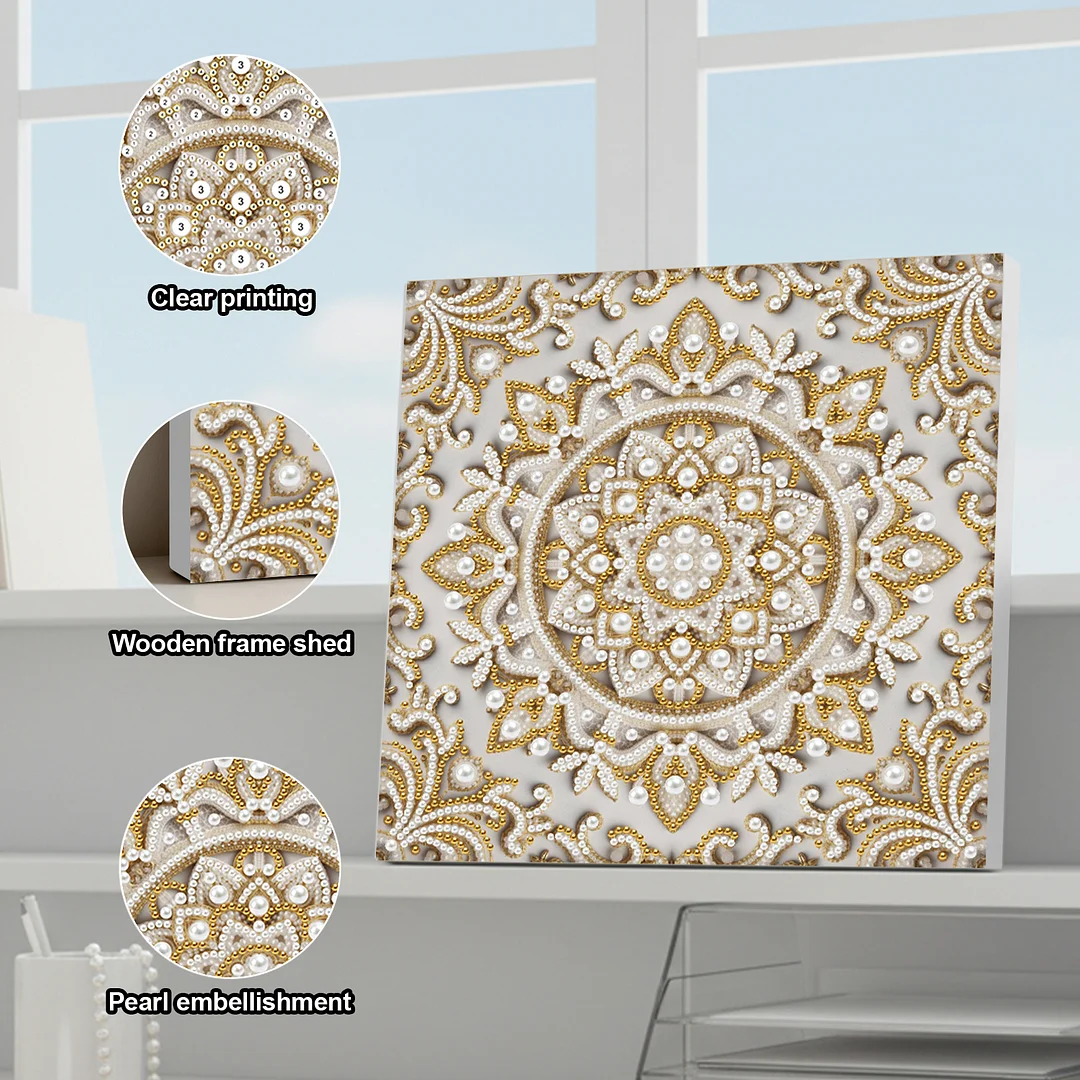 Round Mandala DIY Pearl Diamond Art Kit for Adults Home Decor 25x25cm With Frame