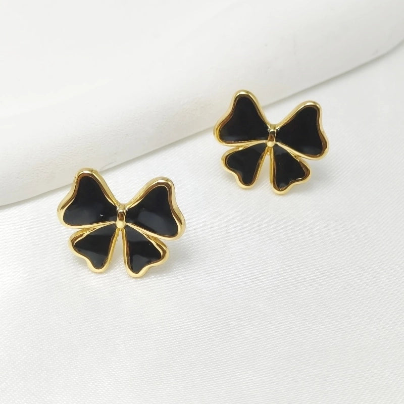 1 Pair Elegant Sweet Commute Bow Knot Enamel 304 Stainless Steel Ear Studs