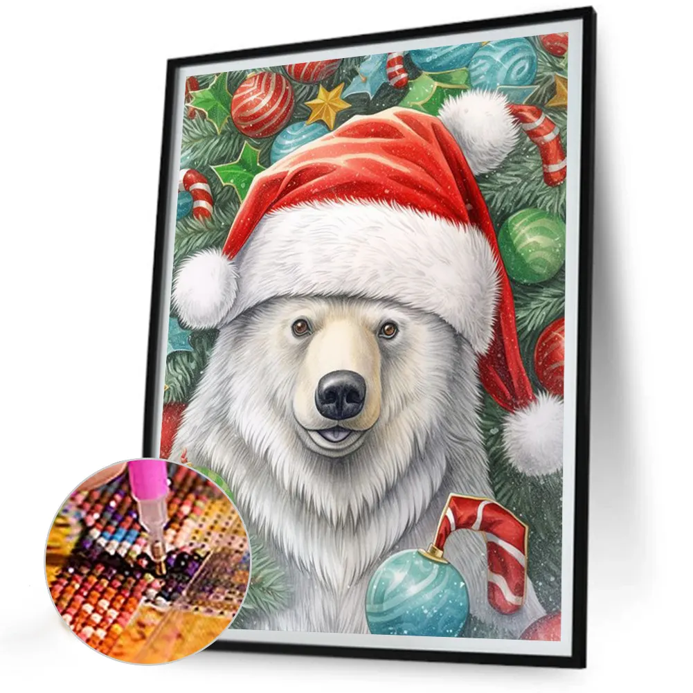 Partial AB Diamond Painting - Full Square Drill - Xmas Bear(Canvas|35*45cm)