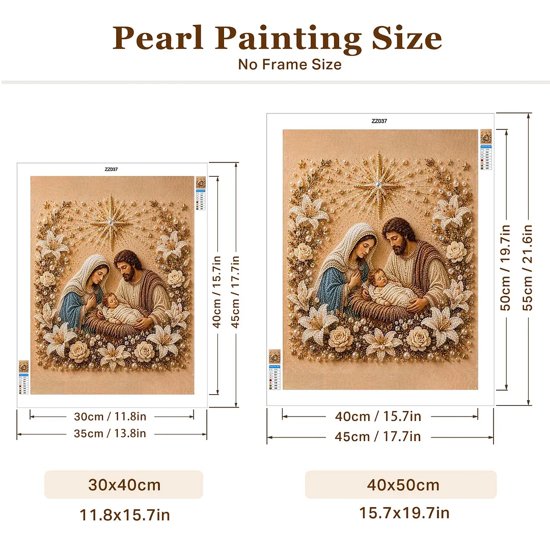 Holy Family White Flower - Pearls Painting