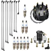 Tune up kit for Mercruiser 5.0, 5.7, 7.4, 8.2 V8 engines with Thunderbolt Ignition. Includes spark plug wires, distributor cap/rotor, and 8 MR43T spark plugs
