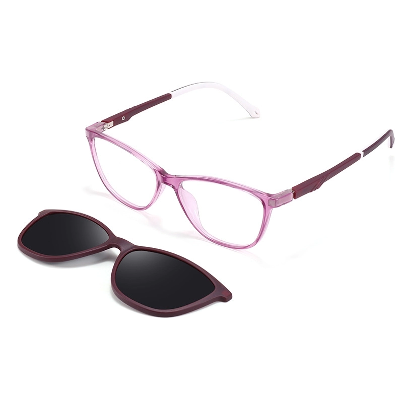 Children’s Simple Casual Oval Frame Contrast Color Magnetic Clip Polarized Anti-ultraviolet Dual-use Glasses