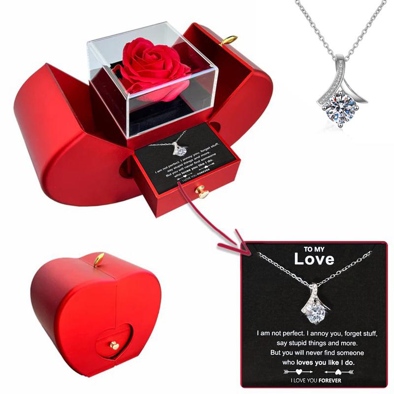 Loveyoufancy To My Love  S925 Gold & Silver Necklace and Eternal Rose 