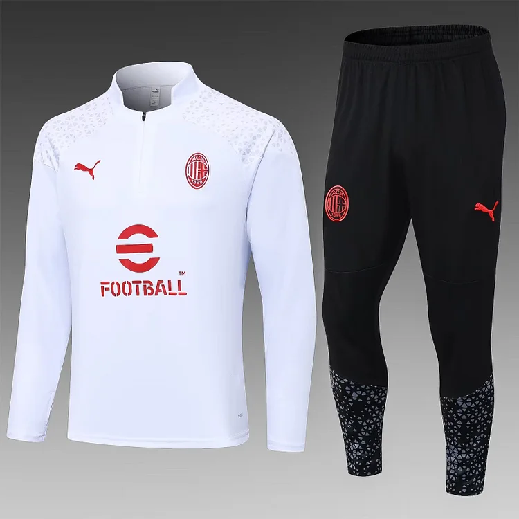 2023/2024 AC Milan Half Pull Training Wear White Football Jersey 1:1 Thailand Quality Suit