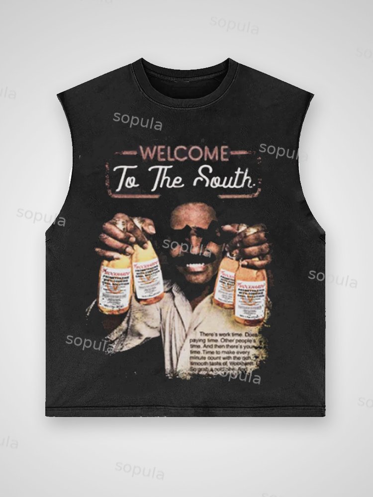Wockhardt 2.0 Welcome To The South Washed Vests - Sopula｜Premium Graphic Tees & Graphic Clothing