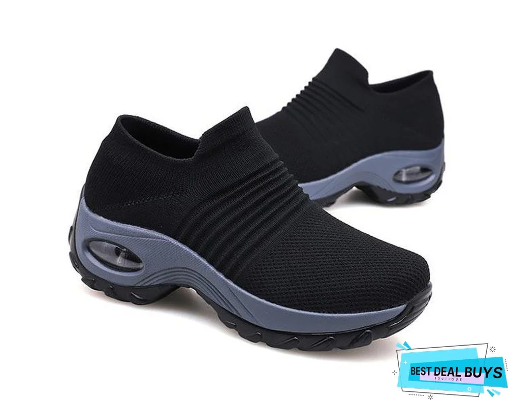 Women Breathable Mesh Slip-On Air Cushion Casual Sneaker Shoes