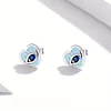 925 Silver Zircon Heart Eye Stud Earrings 