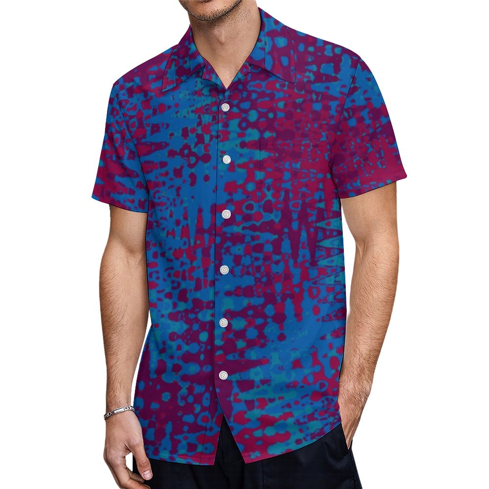 Bootyliscious Liquid Bubblegum Camo Hawaiian Shirt Mens Button Down Plus Size Tropical Hawaii Beach Shirts
