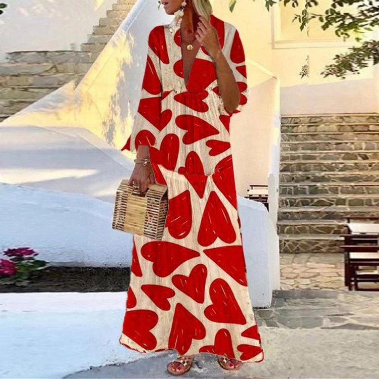 Chic Pattern Mandarin Sleeve Dress