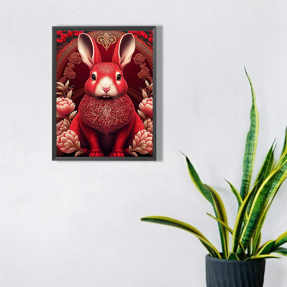 Full Round Diamond Painting 30*40cm - Red Golden Rabbit