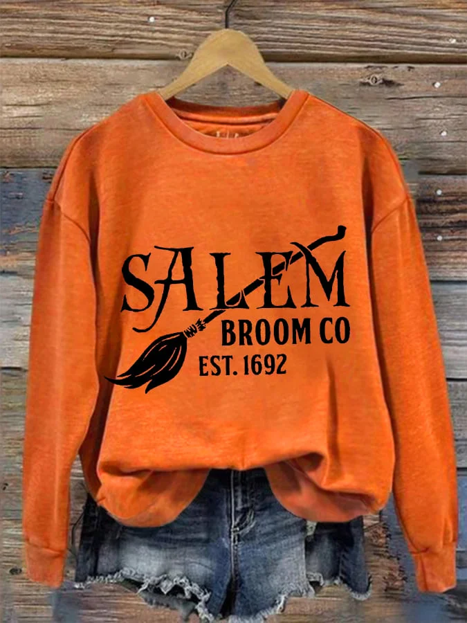 Women's Halloween Salem Broom Co EST.1692 Casual Sweatshirt socialshop
