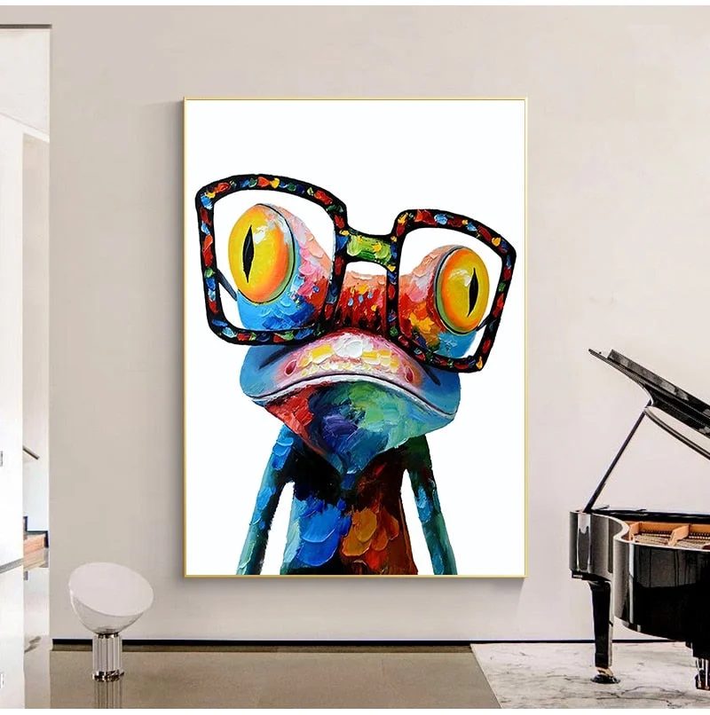 Cute Frog Graffiti Art Canvas Paintings Abstract Animals Posters and Prints on Canvas Wall Art Picture for Living Room Decor