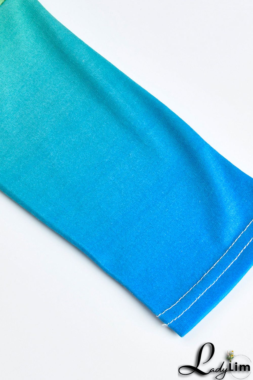 Purplish Blue Fashion Casual Gradual Change Print Basic Oblique Collar Long Sleeve Two Pieces