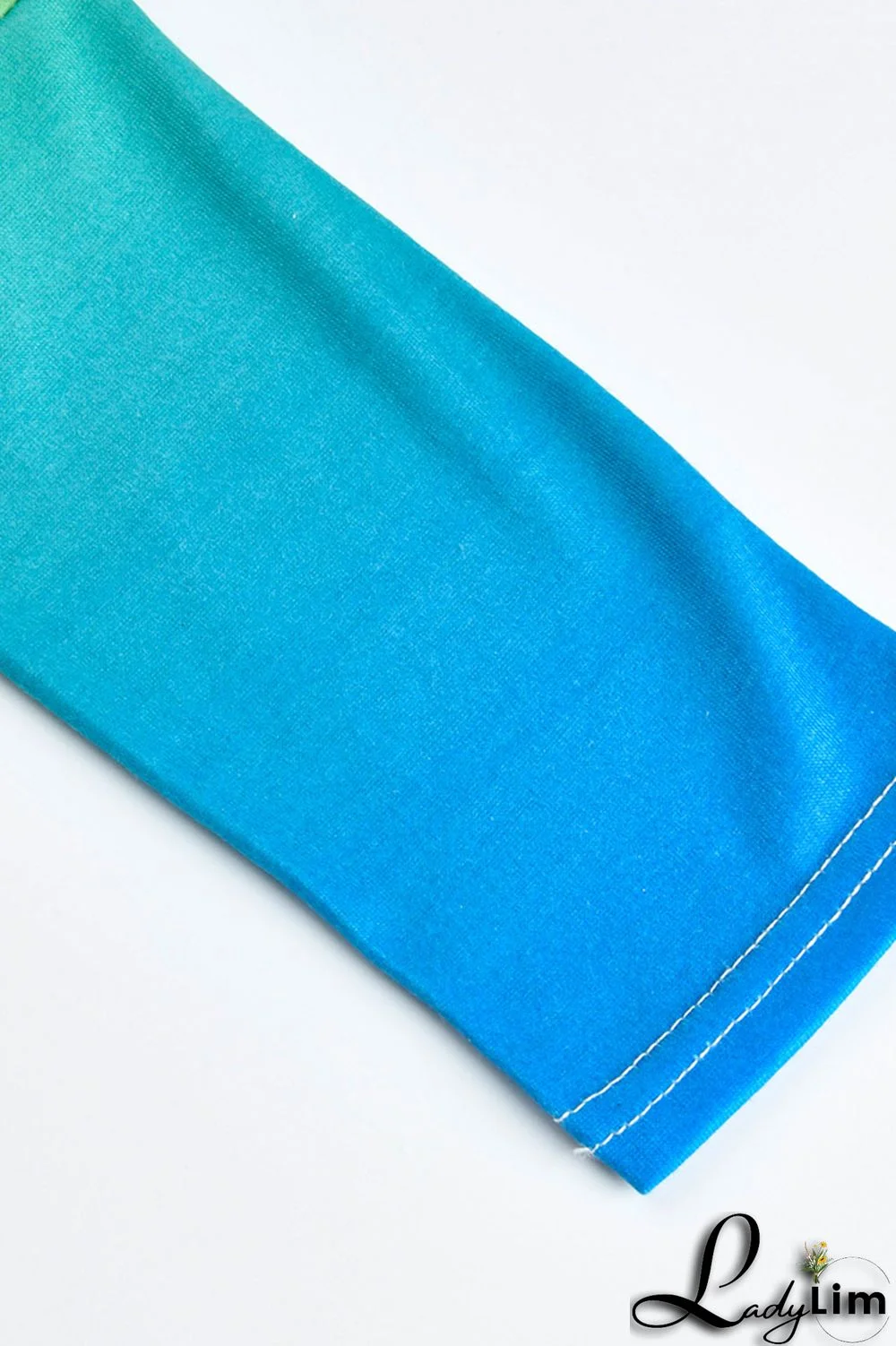 Purplish Blue Fashion Casual Gradual Change Print Basic Oblique Collar Long Sleeve Two Pieces