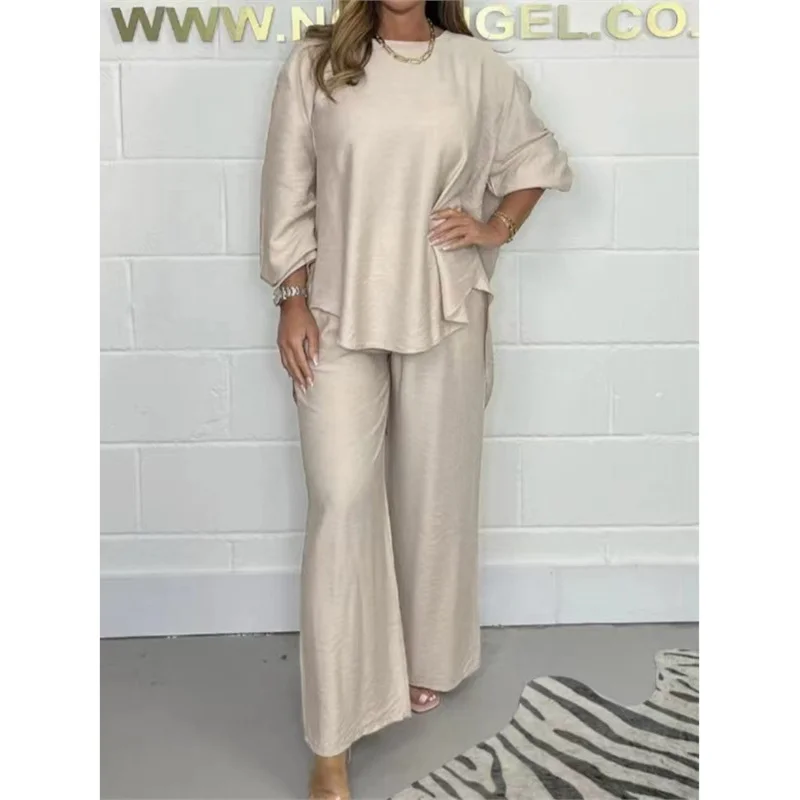 Athvotar Athvotar And Autumn 2025 New Wide Legs Trousers Casual Fashion Loose Top Size Two Sets