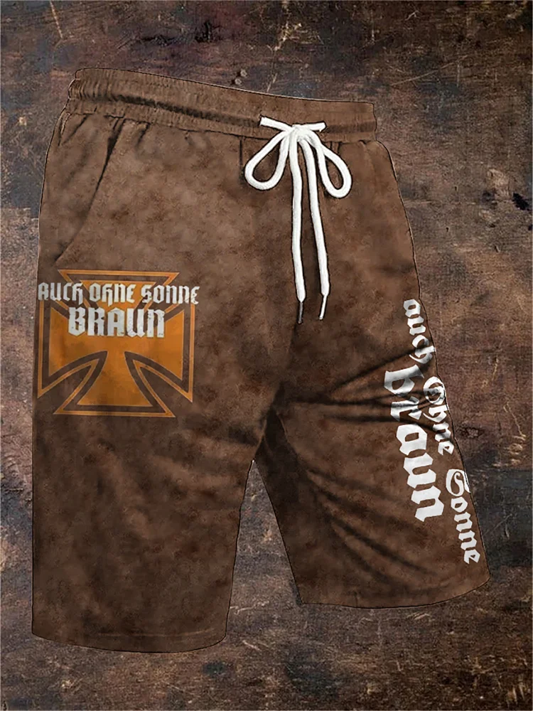 M&auml;nner Auch ohne Sonne braun Print Shorts