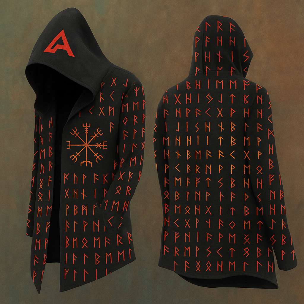 Men's Viking Knot Runes Vintage Nordic Totem Hooded Jacket / Rvogue / Rvogue
