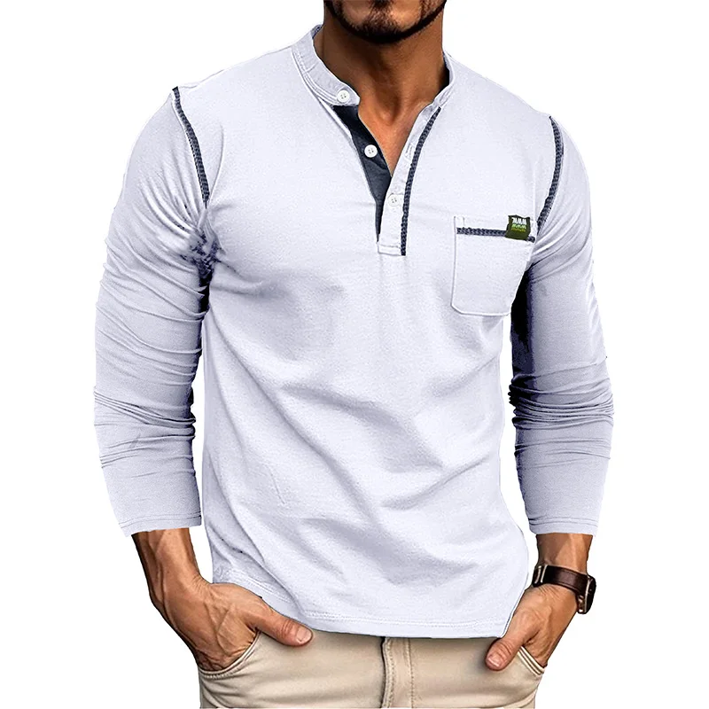 Men's Long Sleeved T-shirts Henry Solid Shirts