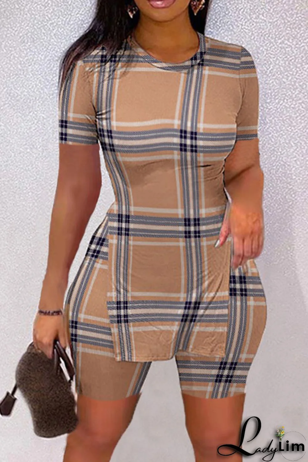 White Casual Print Patchwork Slit O Neck Short Sleeve Two Pieces