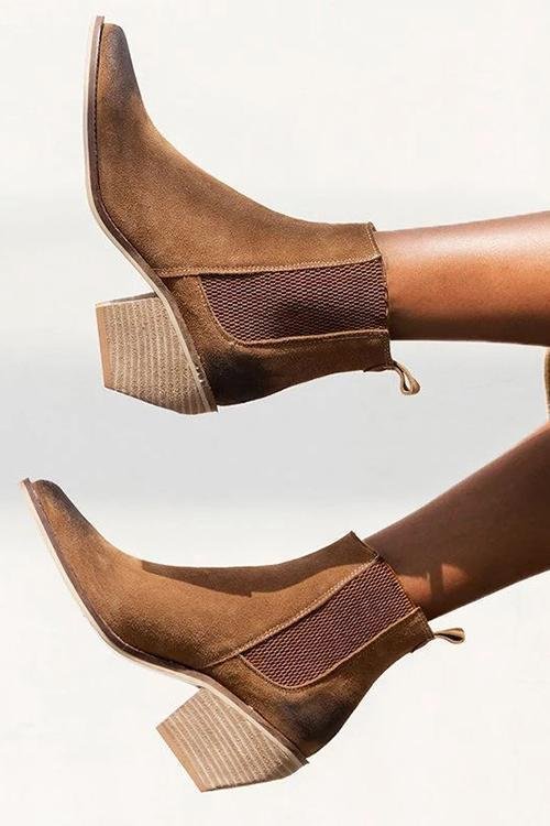 chunky heel ankle bootie