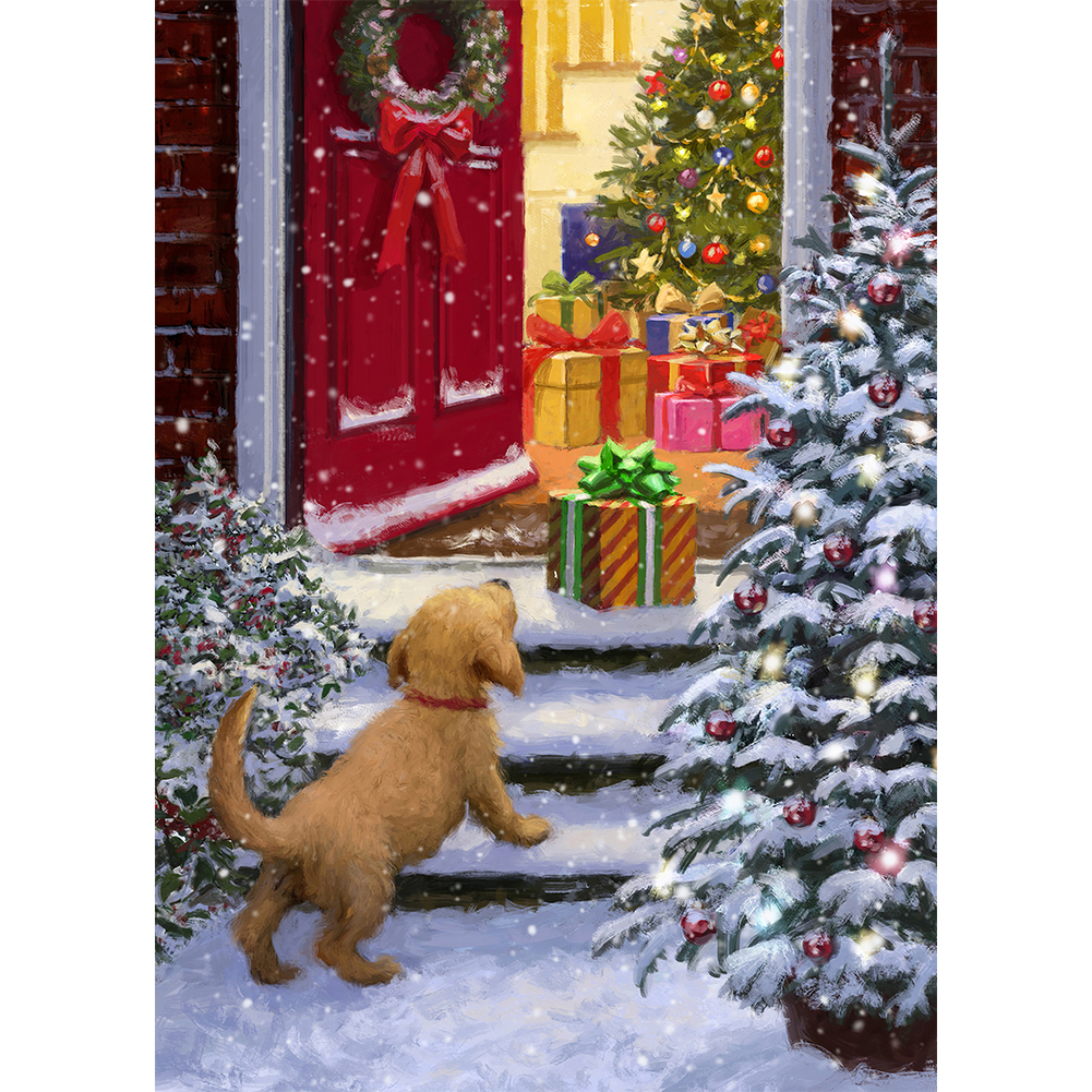 

(Multi-Size) Christmas Puppy - Round/Square Drill Diamond Painting - 30*40CM, Round diamond, 501 Original