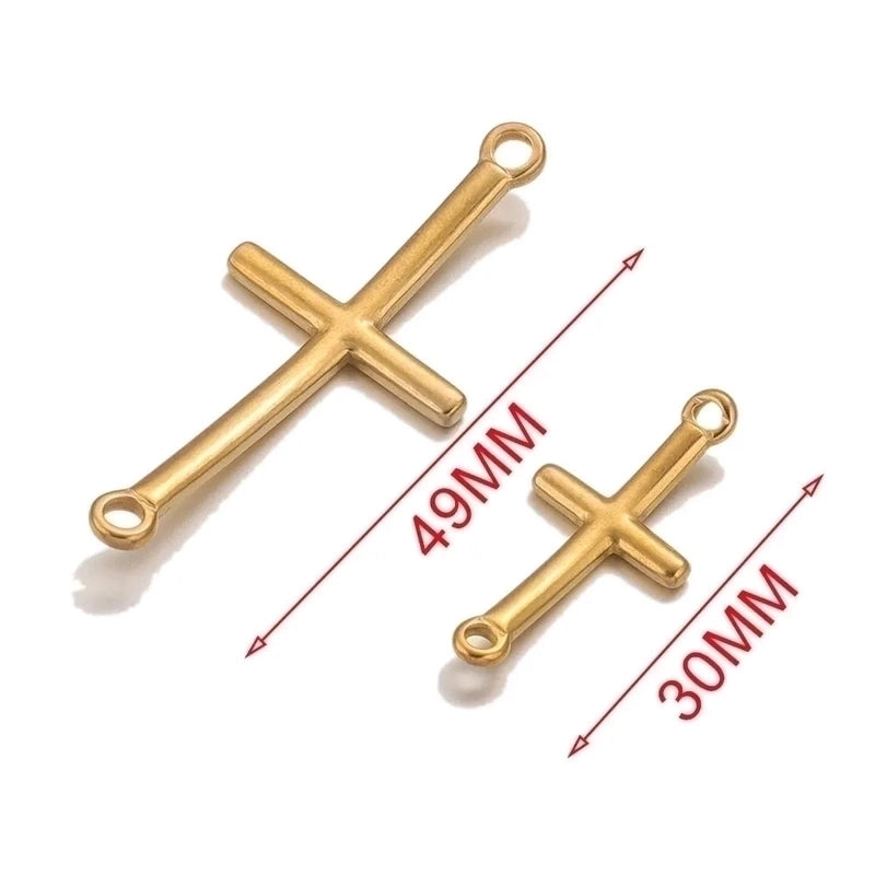 10 Pcs/package Minimalist Cross Stainless Steel Plating Connector Jewelry Accessories