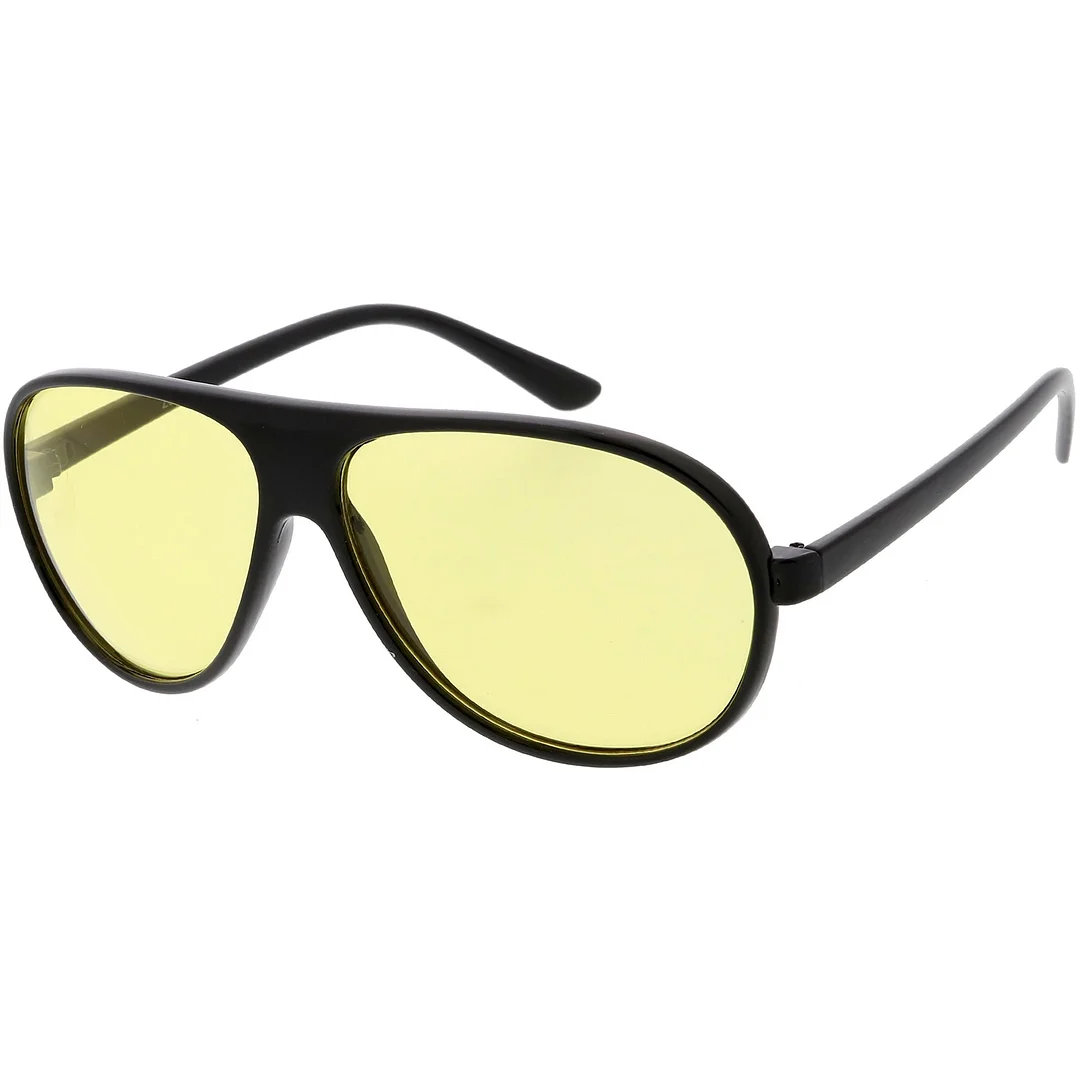 Retro Oversize Flat Top Aviator glasses Blue Blocker Lens 64mm