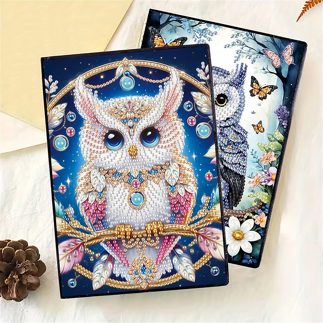 2pcs Owl Partial DIY 50 Pages A5 Diamond Painting Notebook for Study Drawing