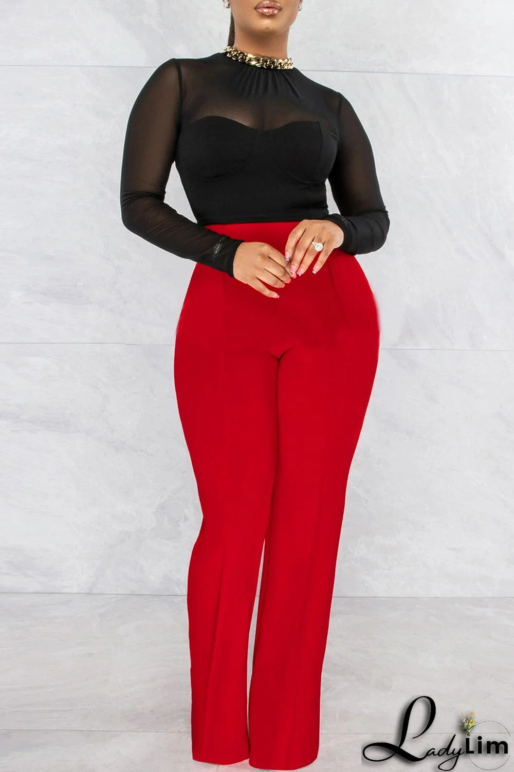 White Fashion Casual Solid Basic Regular High Waist Trousers