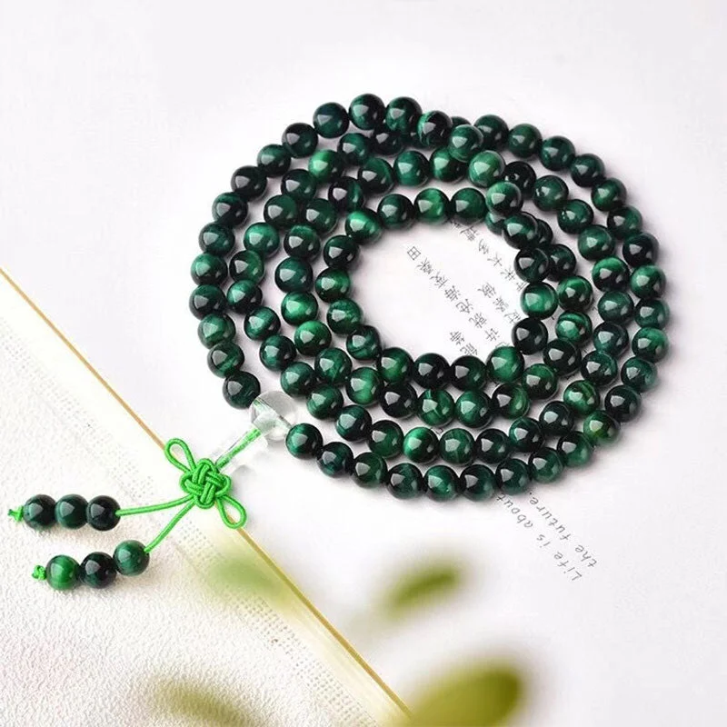 Green Tiger Eye Blessing Bracelet Necklace Mala