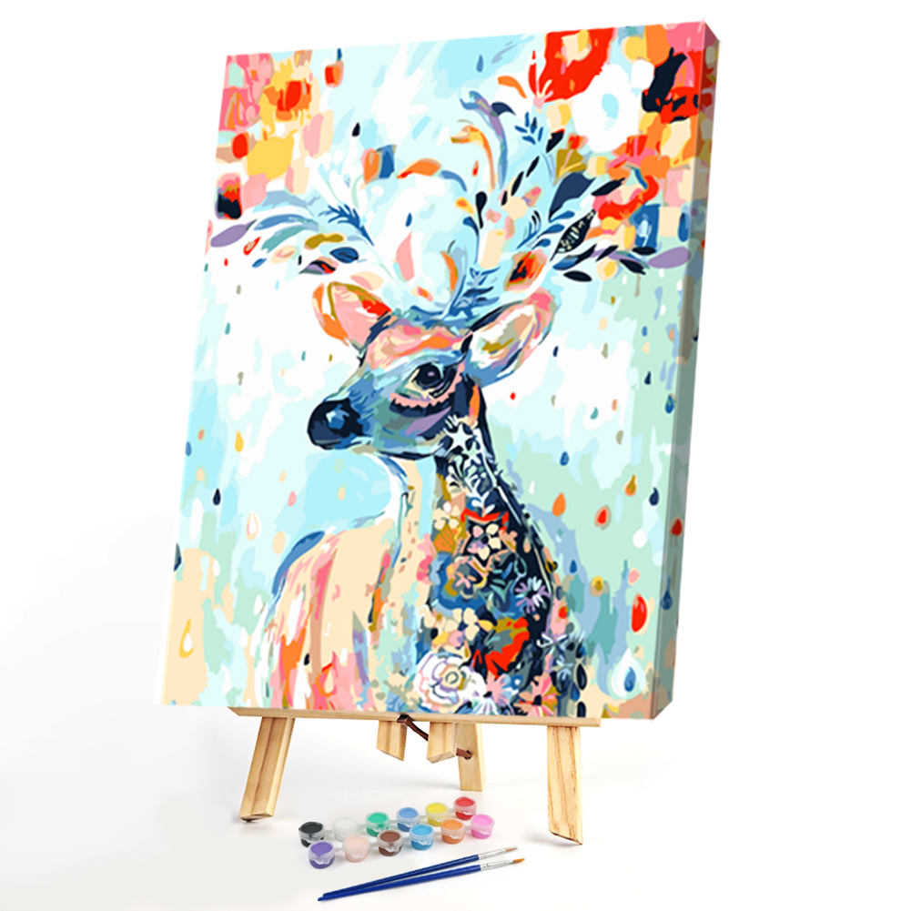 

40*50CM Paint By Numbers-Flowers Sika Deer, 501 Original