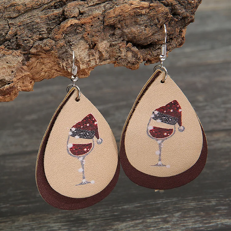 ANB -  Wine Glass Leather Earrings