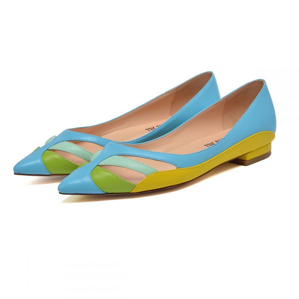 Multicolor Pointed Toe Cut Out Detail Fashion Flat Shoes Women Nicepairs