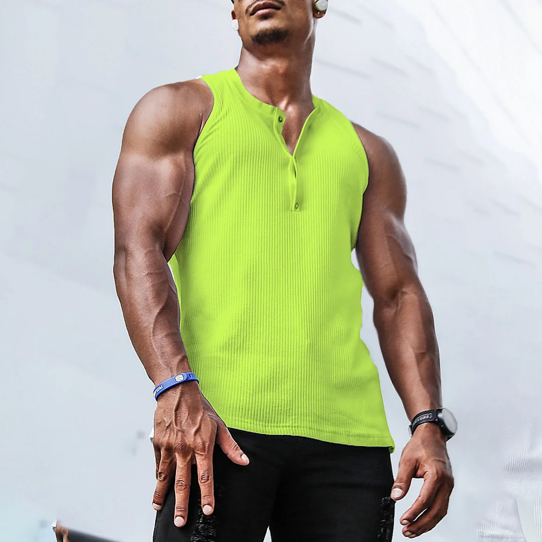 Men's Stretch Breathable Knitted Sports Sleeveless Top、、URBENIE